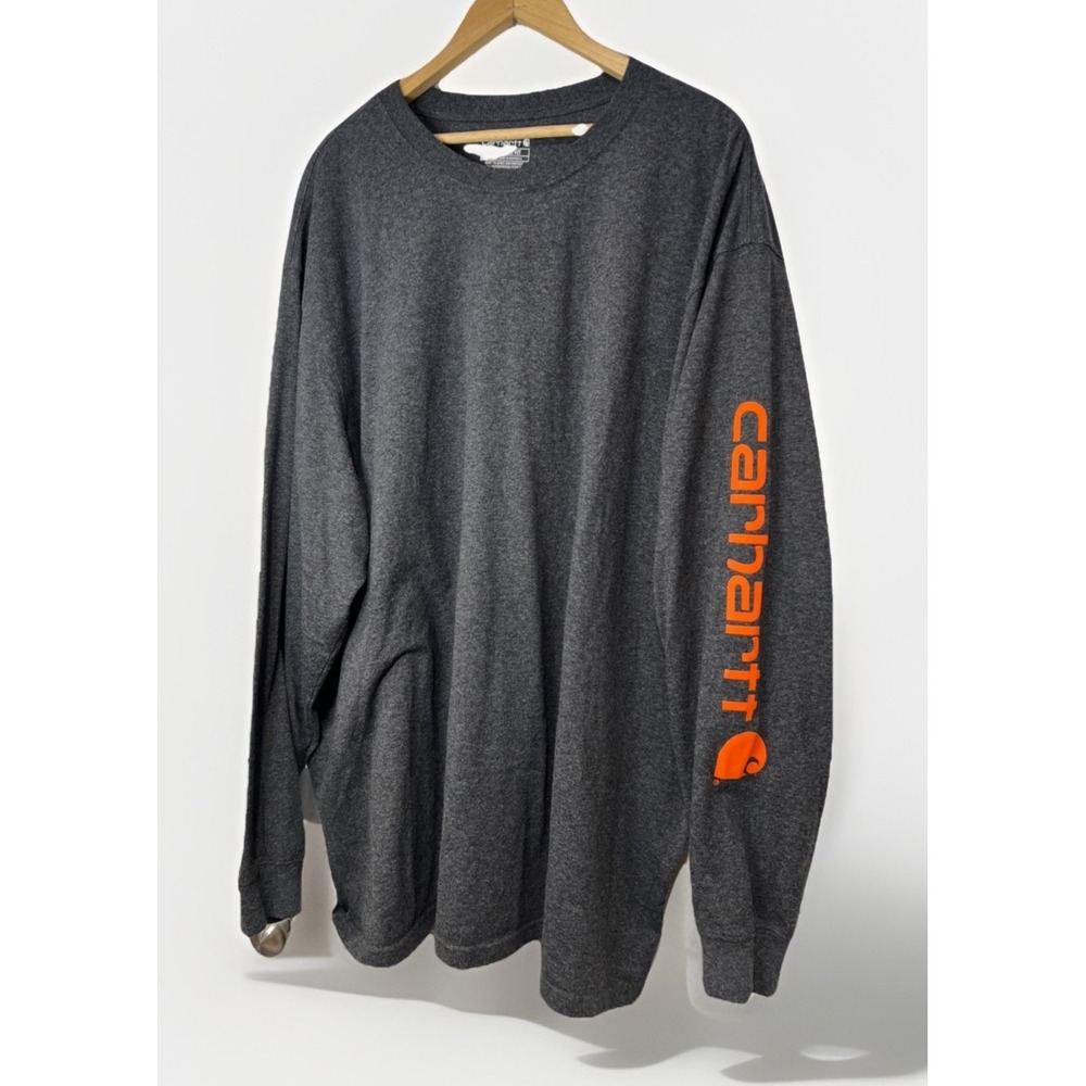 Carhartt Dearborn Loose Fit Long Sleeve Logo Tee 3XL Heather Charcoal IRR